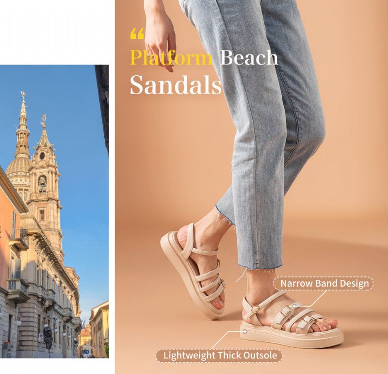 Lary Dames Platform Sandaal - Beige