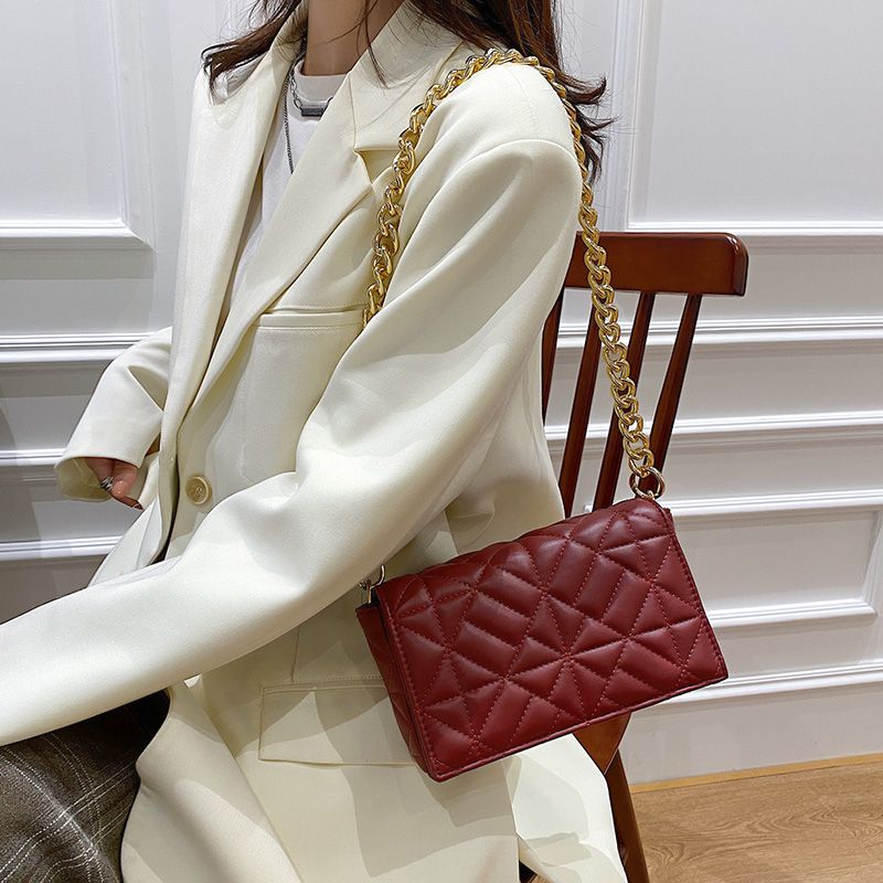 Latty Dames Minimalistische Gewatteerde Flap Handtas - Bruin