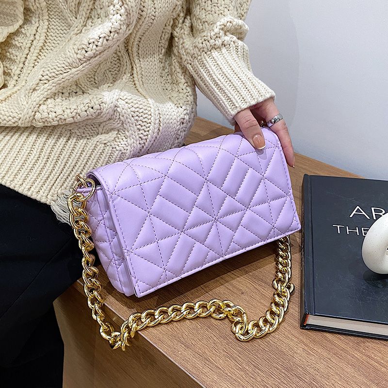 Latty Dames Minimalistische Gewatteerde Flap Handtas - Bruin