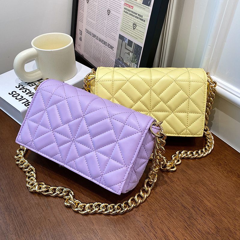 Latty Dames Minimalistische Gewatteerde Flap Handtas - Bruin