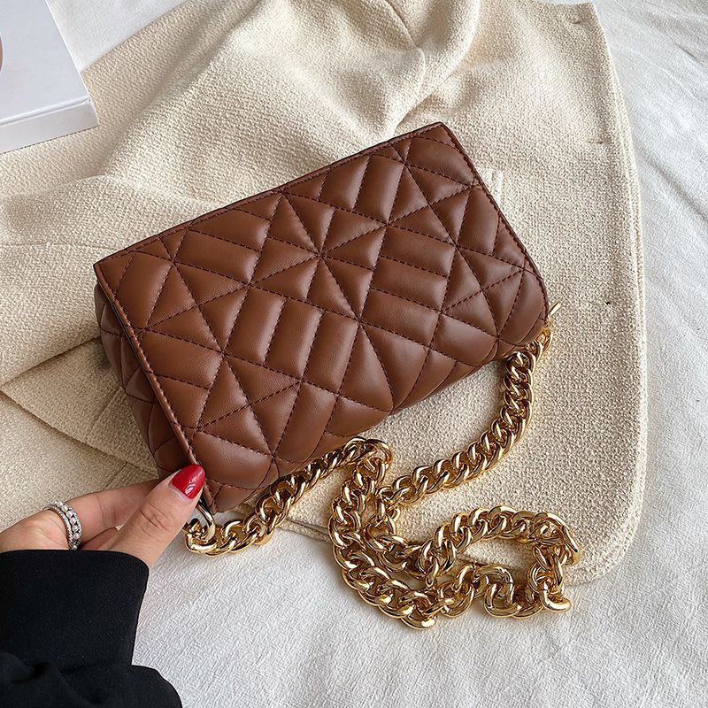 Latty Dames Minimalistische Gewatteerde Flap Handtas - Bruin