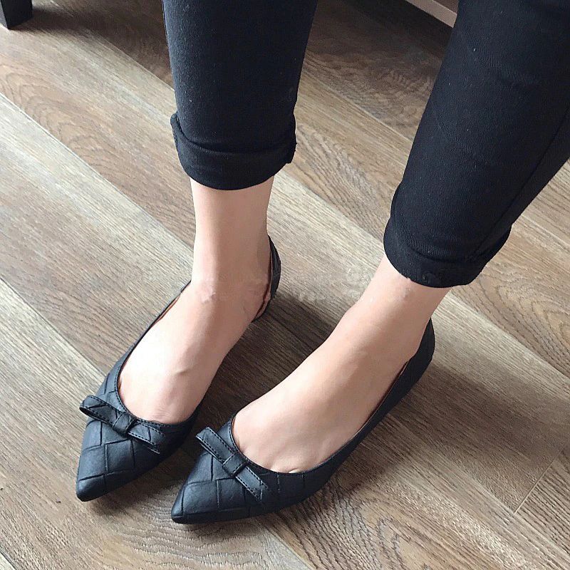 Laura Dames Lage Hakken Platte Schoenen - Zwart