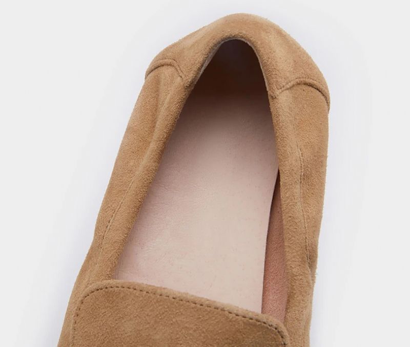 Laura Dames Platte Leren Loafer Schoenen - Abrikoos