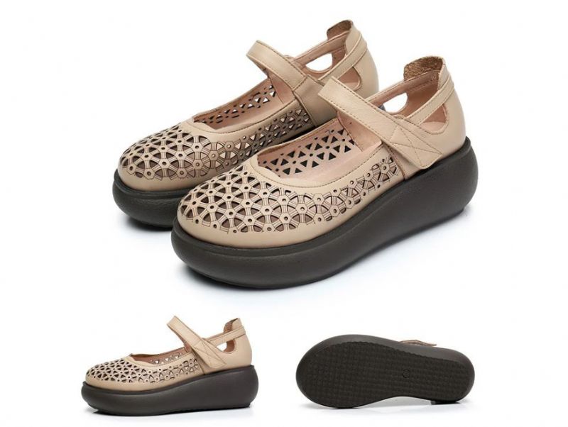 Lauren Dames Platform Sandalen - Abrikoos