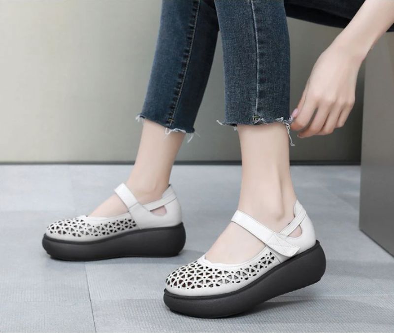 Lauren Dames Platform Sandalen - Abrikoos