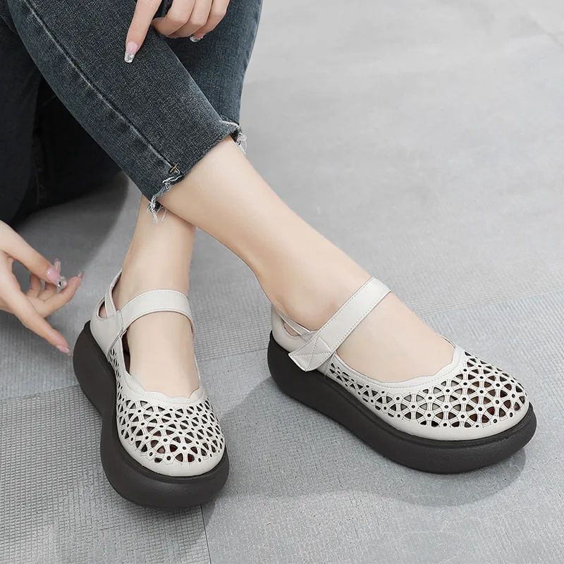Lauren Dames Platform Sandalen - Abrikoos