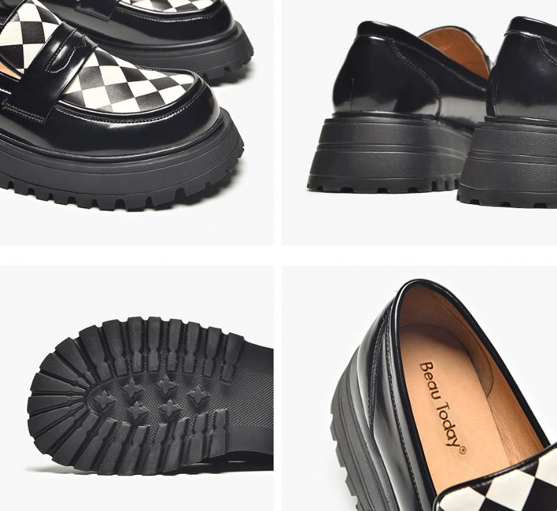 Laurent Dames Synthetische Leren Platform Loafer Schoenen - Zwart
