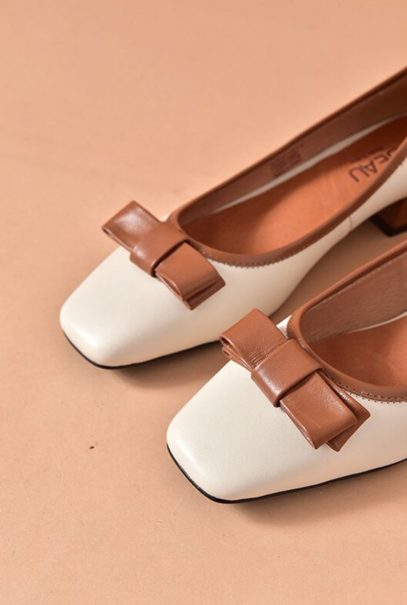 Layde Damesschoenen Met Vierkante Neus Van Leer In Zwarte Schoenen - Zwart