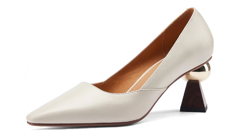 Leidy Dames Leren Klassieke Hoge Hak Pumps - Beige