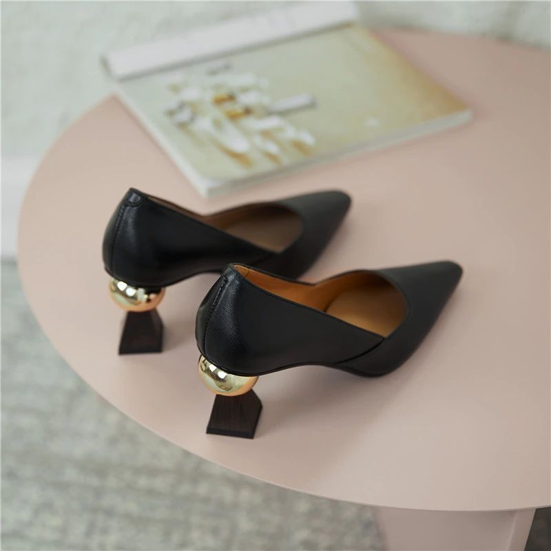 Leidy Dames Leren Klassieke Hoge Hak Pumps - Beige