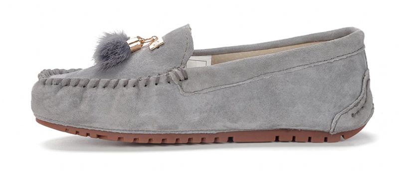 Leire Dames Ademende Leren Loafer Schoenen - Grijs