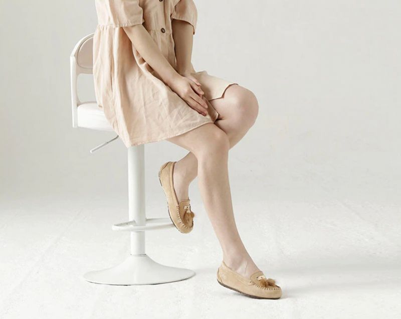 Leire Dames Ademende Leren Loafer Schoenen - Grijs