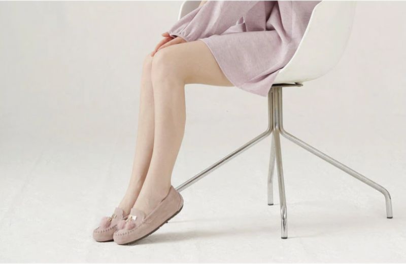 Leire Dames Ademende Leren Loafer Schoenen - Grijs