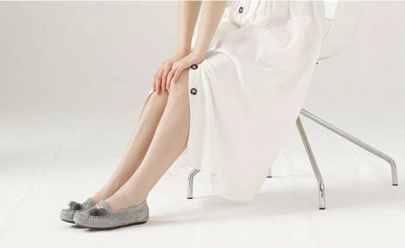 Leire Dames Ademende Leren Loafer Schoenen - Grijs