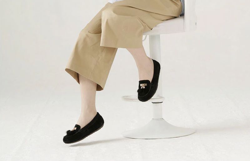 Leire Dames Ademende Leren Loafer Schoenen - Grijs