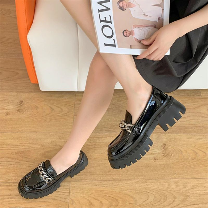 Leiza Platform Loafer Schoenen Voor Dames - Zwart