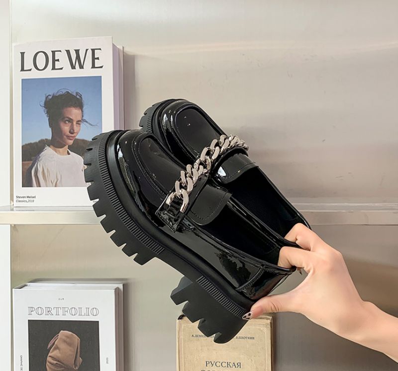 Leiza Platform Loafer Schoenen Voor Dames - Zwart