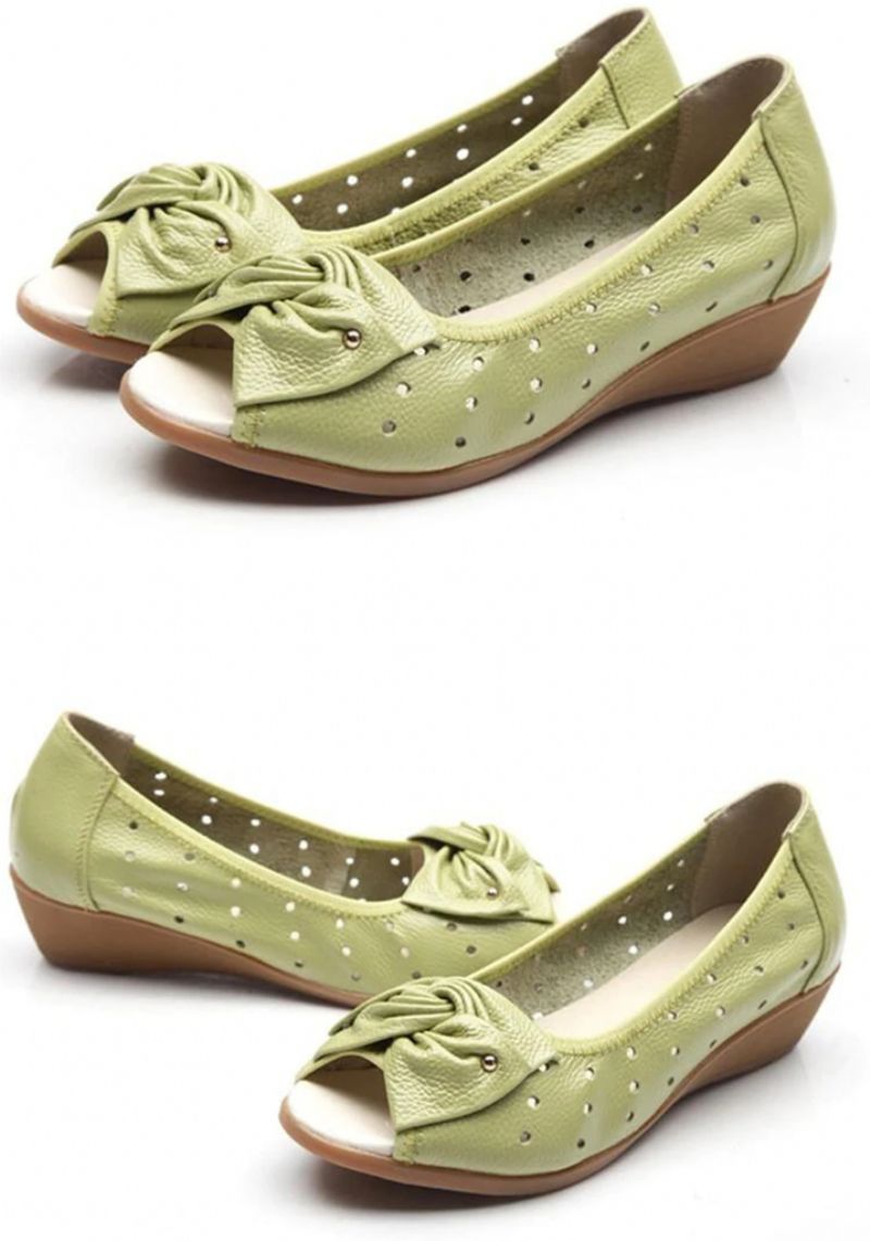 Lennys Dames Butterfly Knot Wedge Sandaal - Zwart