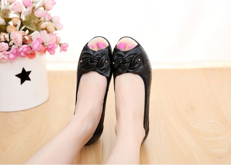 Lennys Dames Butterfly Knot Wedge Sandaal - Zwart