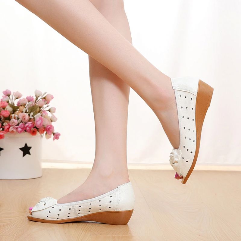 Lennys Dames Butterfly Knot Wedge Sandaal - Zwart