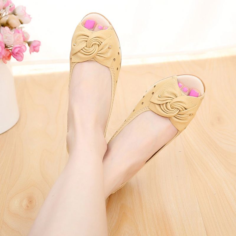 Lennys Dames Butterfly Knot Wedge Sandaal - Zwart