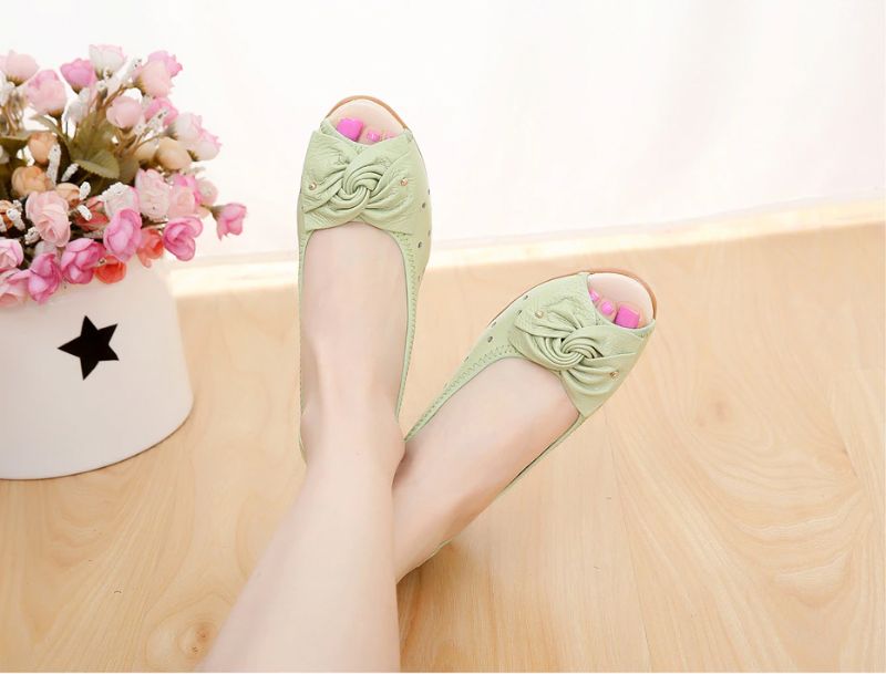 Lennys Dames Butterfly Knot Wedge Sandaal - Zwart