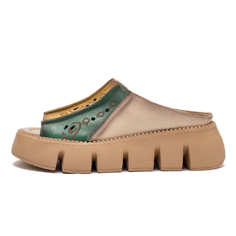 Leonida Dames Pantoffels Wedges - Groen