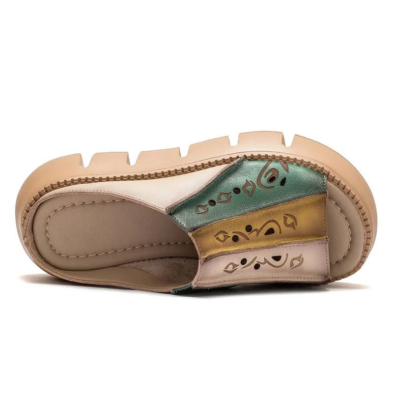 Leonida Dames Pantoffels Wedges - Groen