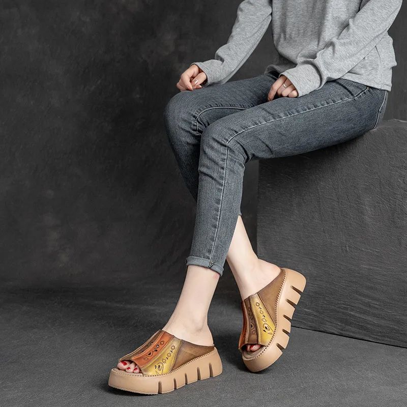 Leonida Dames Pantoffels Wedges - Groen