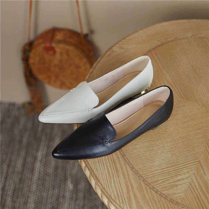 Leron Dames Leren Designer Loafer - Beige