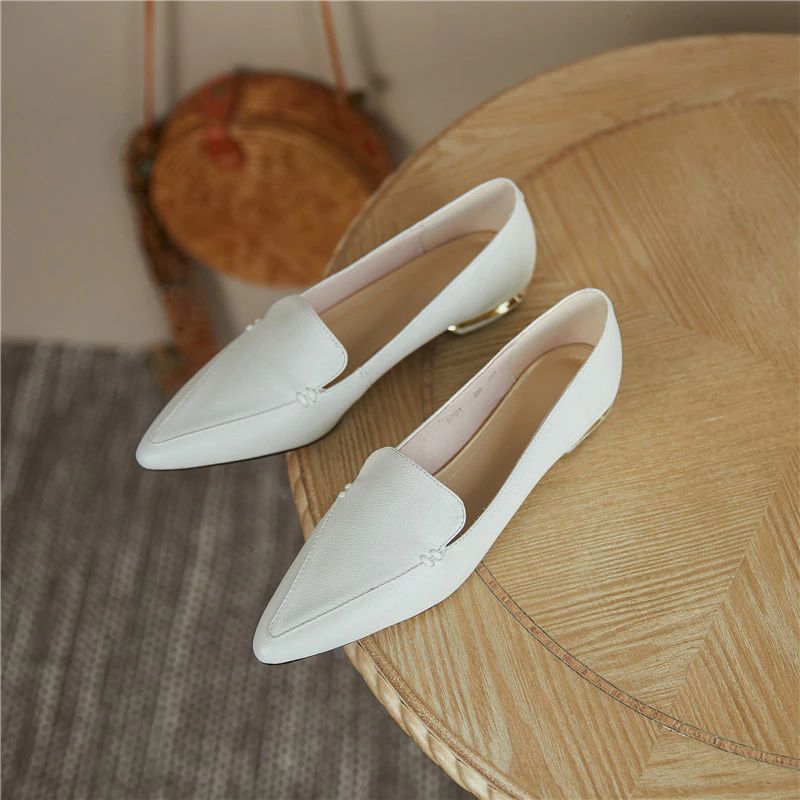 Leron Dames Leren Designer Loafer - Beige