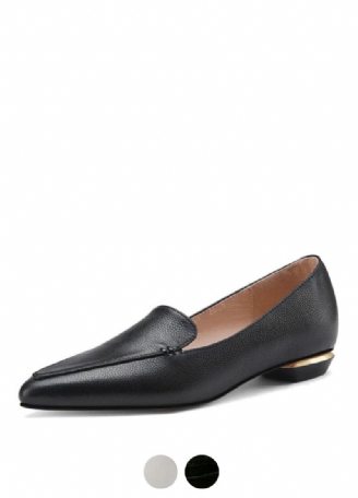 Leron Dames Leren Designer Zwarte Loafer