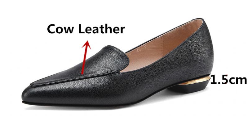 Leron Dames Leren Designer Zwarte Loafer - Zwart