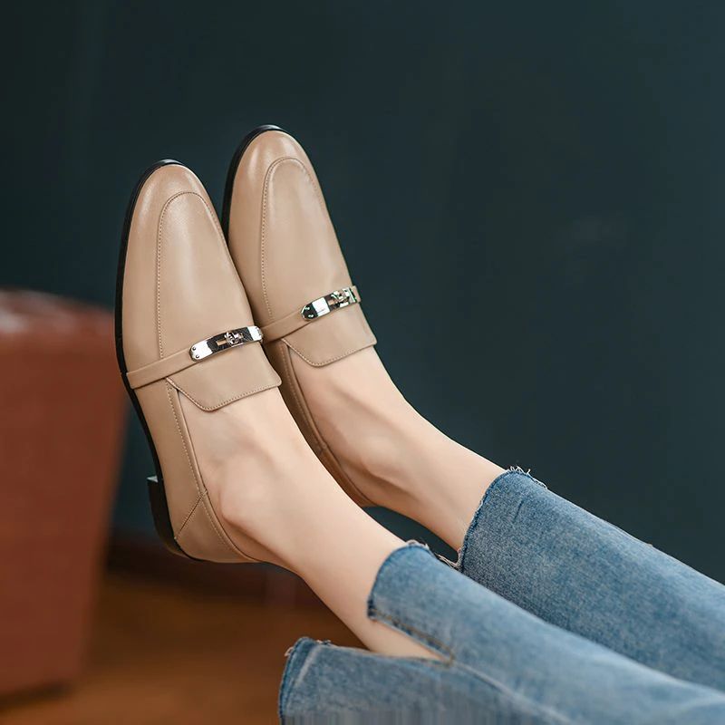 Letty Dames Dress Flat Loafer Schoenen - Abrikoos