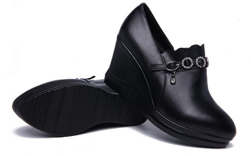 Letty Dames Platform Schoenen - Zwarte leren voering