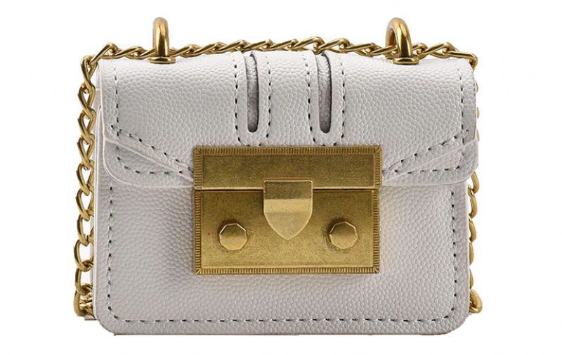 Lety Dames Super Mini Leren Ketting Handtassen - Wit