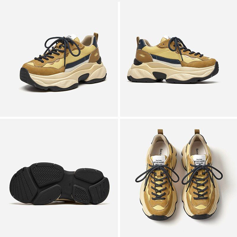 Levi Dames Suède Leren Platform Sneaker - Abrikoos