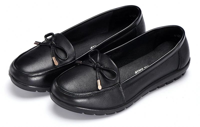 Lexie Dames Leren Instappers Loafers - Zwart