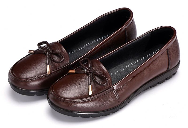 Lexie Dames Leren Instappers Loafers - Zwart