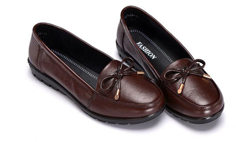 Lexie Dames Leren Instappers Loafers - Zwart