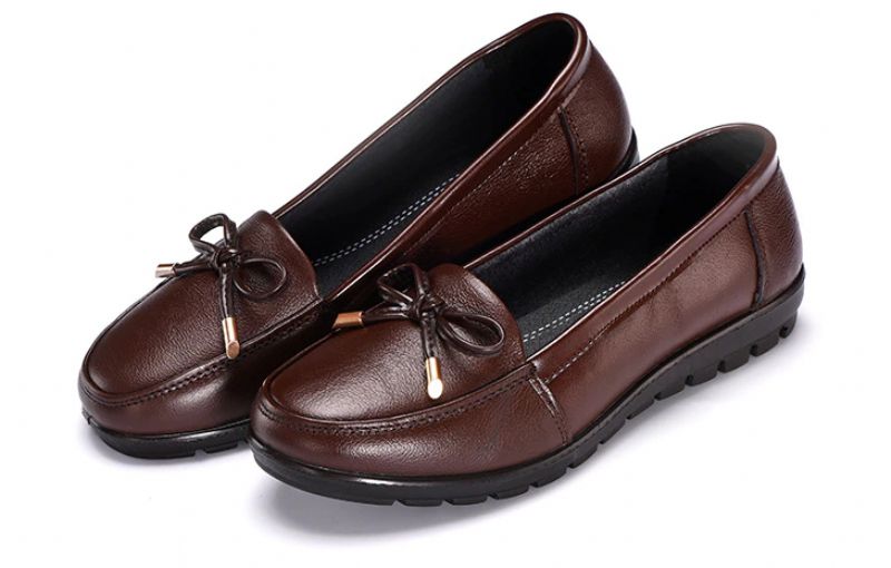 Lexie Dames Leren Instappers Loafers - Zwart