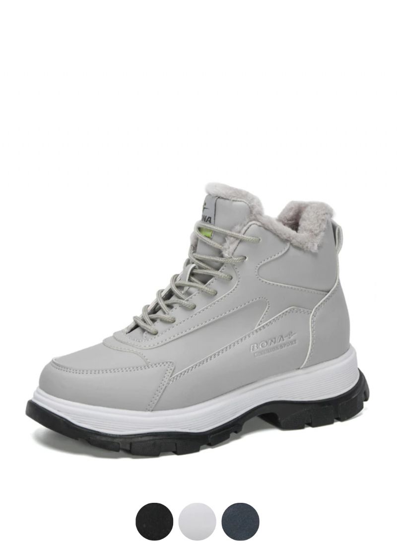 Lia Dames Pluche Warme Platform Enkellaarsjes