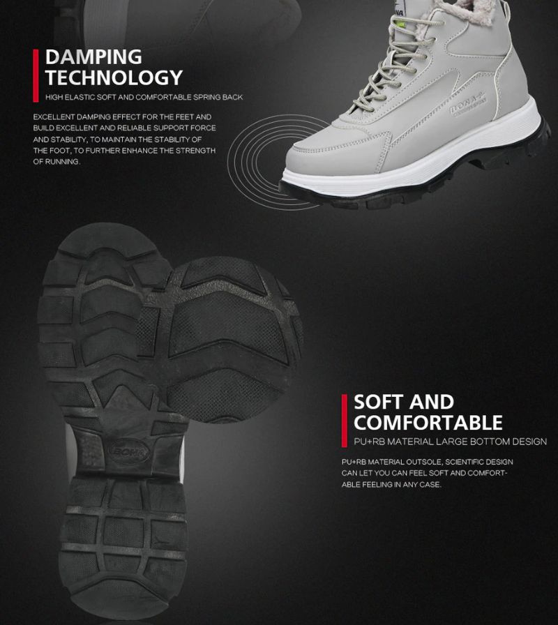 Lia Dames Pluche Warme Platform Enkellaarsjes - Grijs