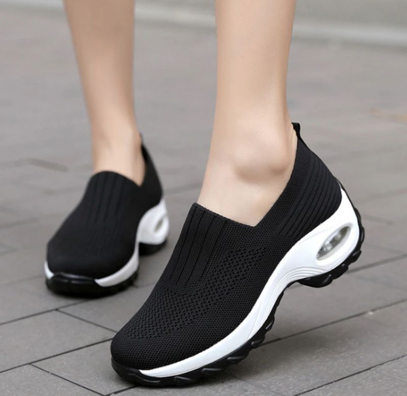 Lian Dames Platform Zwarte Sneakers - Zwart