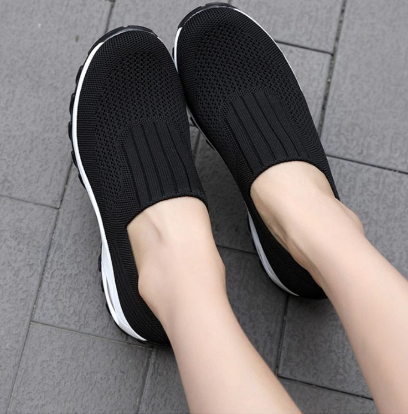 Lian Dames Platform Zwarte Sneakers - Zwart