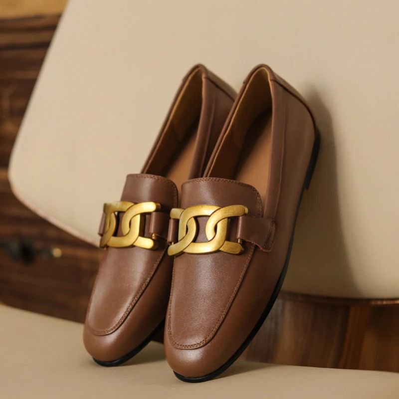 Lina Dames Casual Leren Loafer Schoenen - Zwart