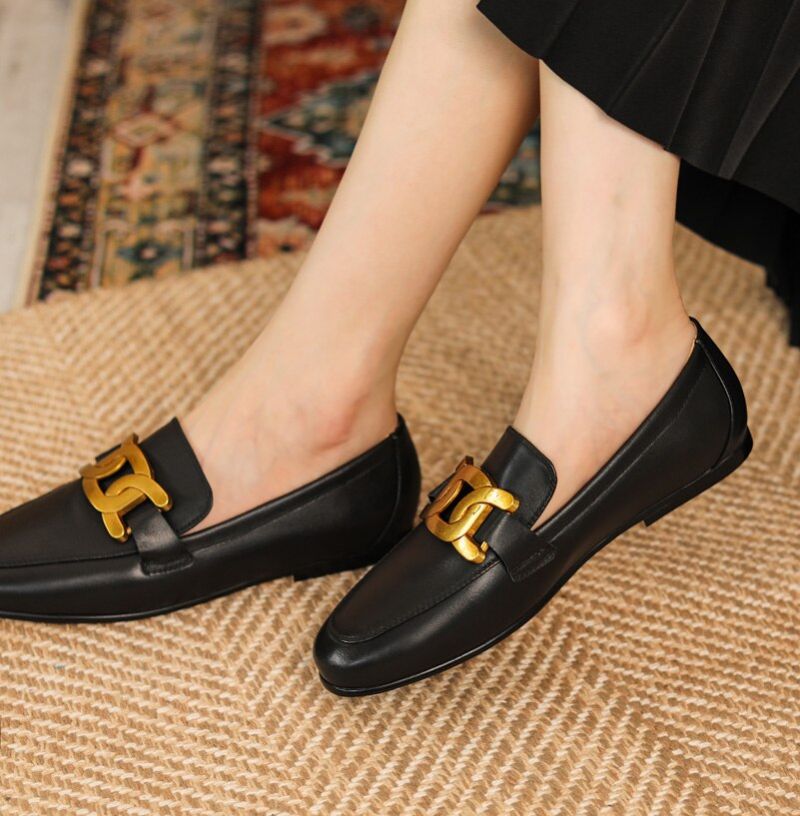 Lina Dames Casual Leren Loafer Schoenen - Zwart