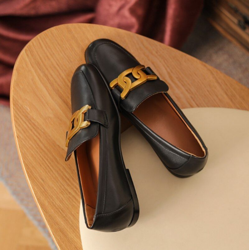 Lina Dames Casual Leren Loafer Schoenen - Zwart