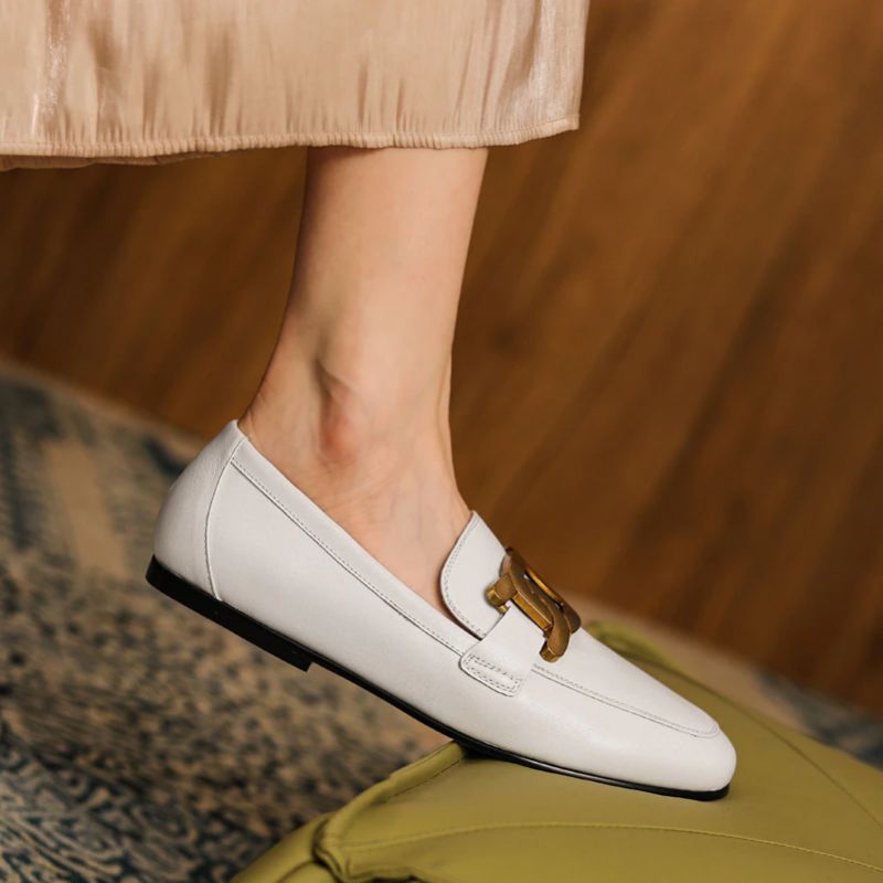 Lina Dames Casual Leren Loafer Schoenen - Zwart