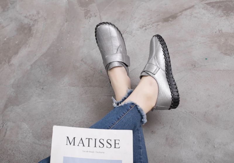 Lina Dames Zachte Platte Leren Loafer Schoenen - Paars